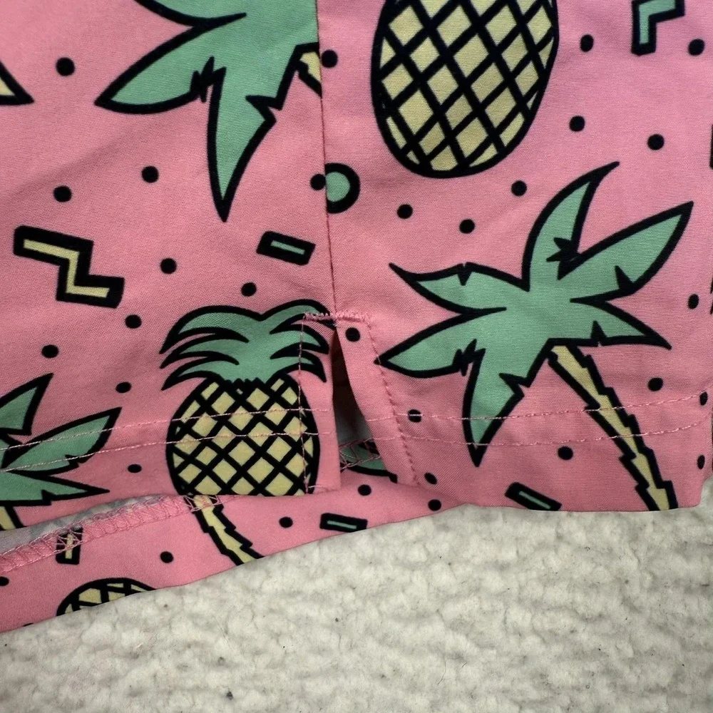 Moamgic Shorts Mens 2XL Pink Pineapple Palm Tree Swim Trunks Mesh‎ Lined Beach
